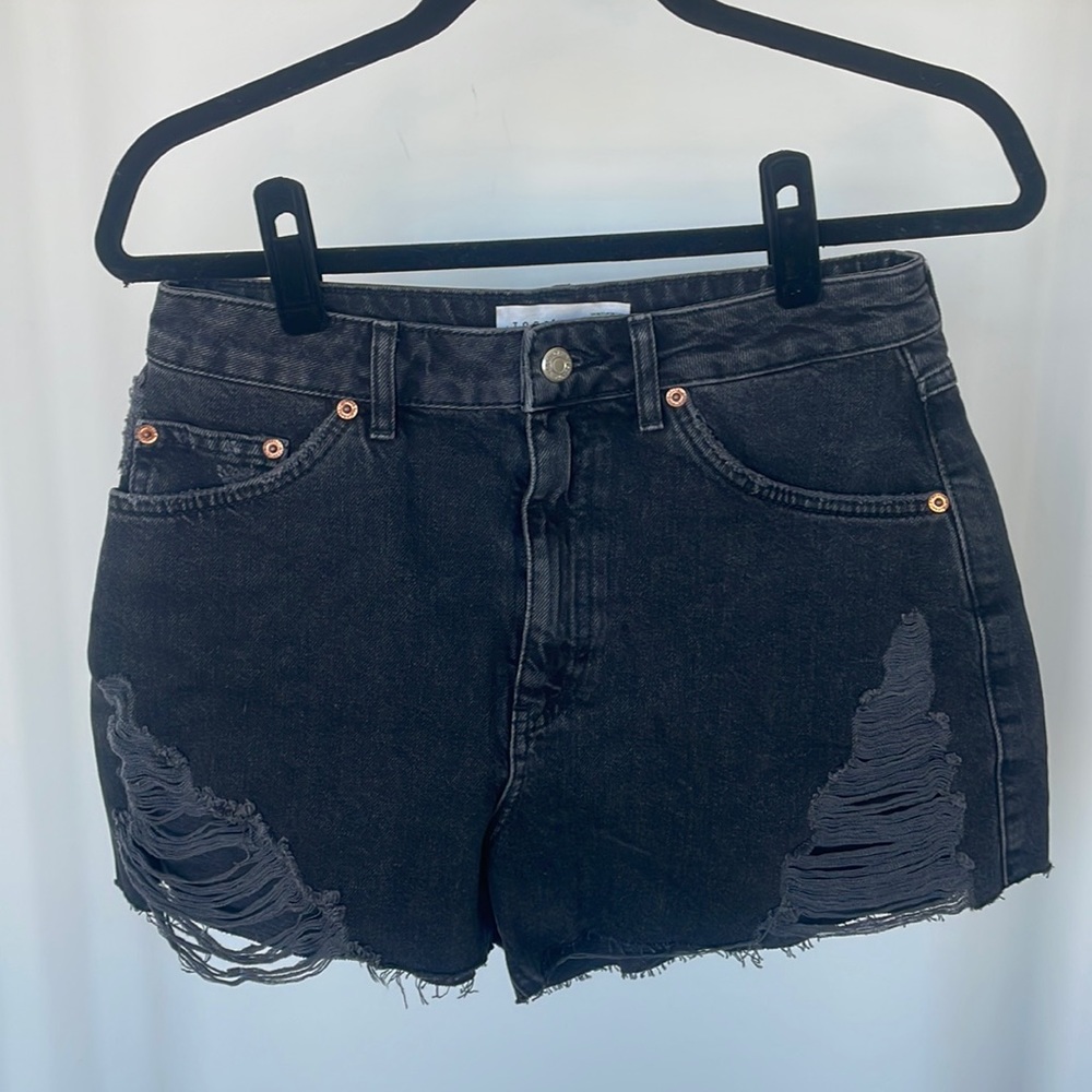 TopShop Distressed denim shorts